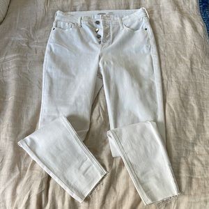 High rise white skinny jeans
